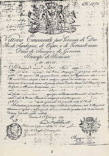 Juan Bautista Capurro, Patente: Turin 1819